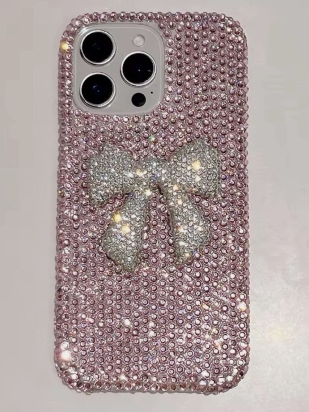 Pink Rhinestone Bow Bling Phone Case - Compatible with Multiple Models - Picture 2 of 3